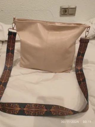 Bolso bandolera Beige con Correa Multicolor