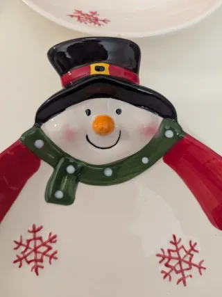 Set 4 Piatti Natalizi Pupazzo Neve