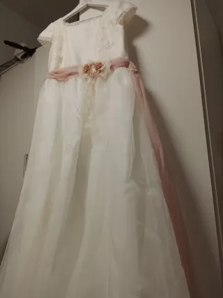 Vestido de Comunión Blanco y Rosa