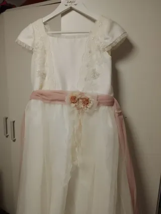 Vestido de Comunión Blanco y Rosa