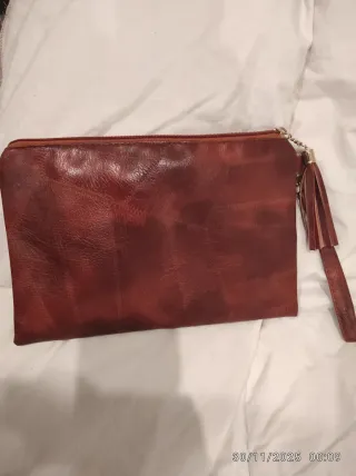 Bolso de mano marrón/rojo