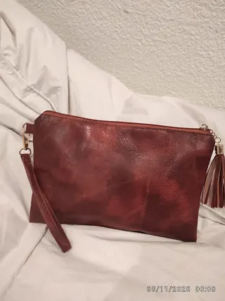 Bolso de mano marrón/rojo