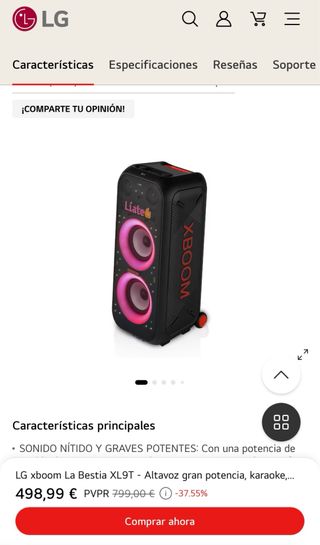 LG XBOOM XL9T Altavoz Fiesta 1000W