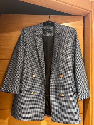 Americana Stradivarius Cuadro Gris Talla S