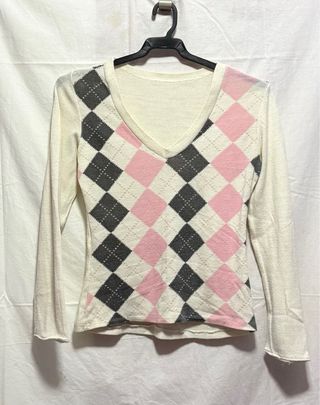 Blusa de manga larga con rombos