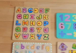 Lote Puzzles Madera Infantiles ABC Números Reloj