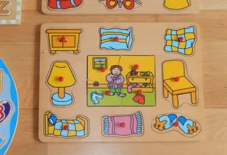 Lote Puzzles Madera Infantiles ABC Números Reloj