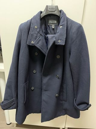 Abrigo Mango Talla L Azul Mujer