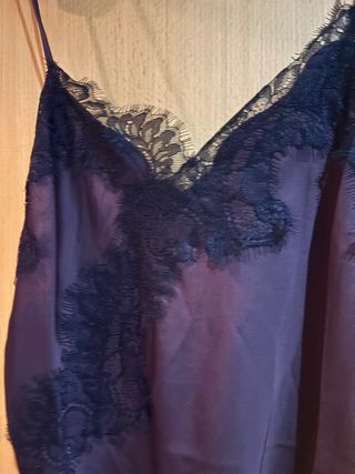 Top lencero Mango encaje negro/marrón T.M