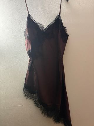 Top lencero Mango encaje negro/marrón T.M