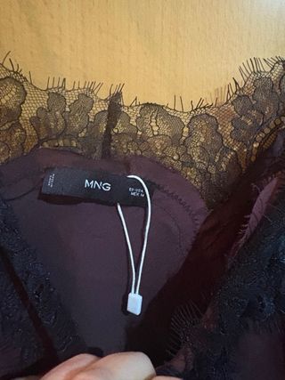 Top lencero Mango encaje negro/marrón T.M