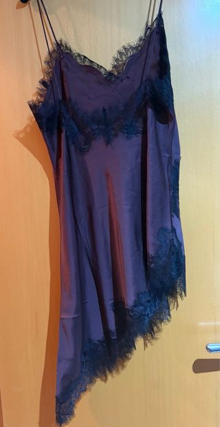 Top lencero Mango encaje negro/marrón T.M