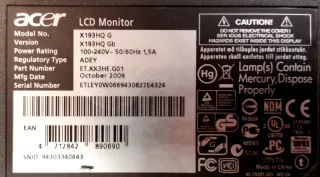 Monitor pantalla de ordenador Acer 19' panorámico