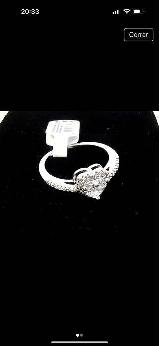 Anillo acero Corazón Plata con Circonitas m