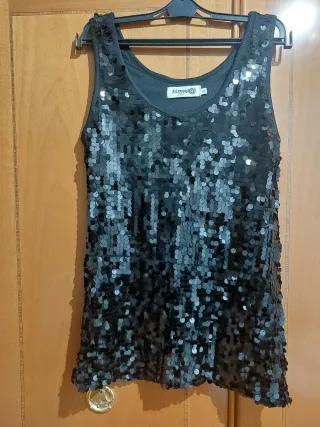 Top lentejuelas FORMUL@ negro talla M