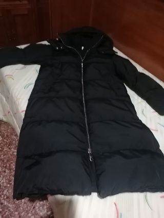 abrigo largo acolchado negro talla xs