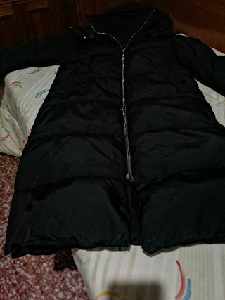 abrigo largo acolchado negro talla xs