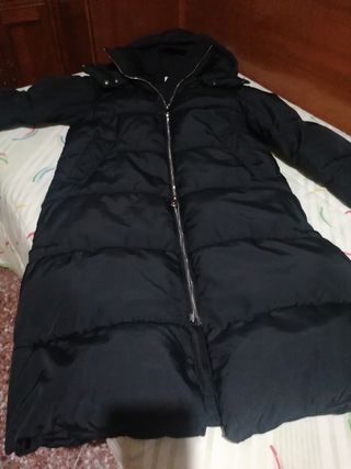 abrigo largo acolchado negro talla xs