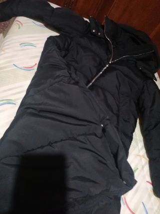 abrigo largo acolchado negro talla xs
