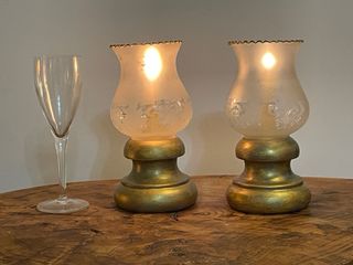 Set di 2 Candelabri Dorati