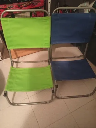 2 Sedie da Spiaggia Pieghevoli Blu e Verde