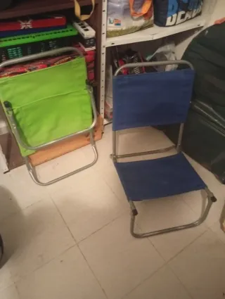 2 Sedie da Spiaggia Pieghevoli Blu e Verde