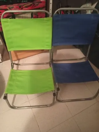 2 Sedie da Spiaggia Pieghevoli Blu e Verde