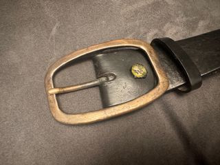 Cinturón Piel Avirex Hombre Negro Hebilla Dorada