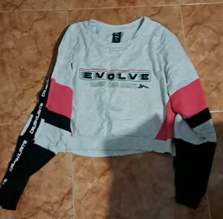 Sudadera deportiva mujer gris y rosa