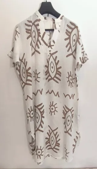 Vestido blanco lino estampado