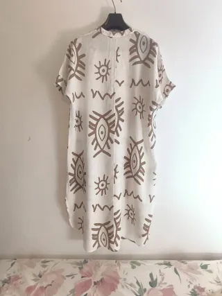 Vestido blanco lino estampado