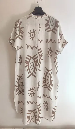 Vestido blanco lino estampado