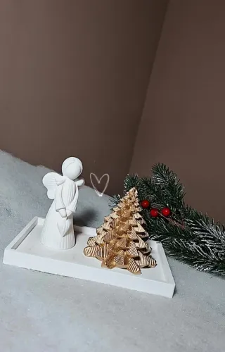 Set decorazioni gesso angelo e albero