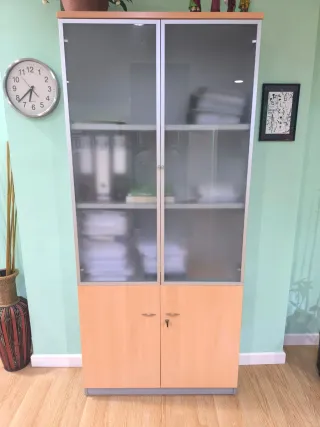 Armario de oficina madera y cristal