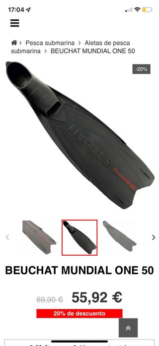 Aletas Beuchat Mundial F-50 Pesca Submarina