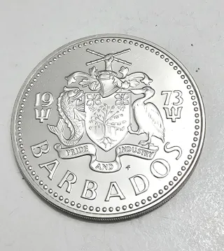 Barbados 5 Dollari 1973 Proof, Argento