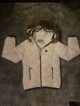Blauer Piumino Bianco con Pelliccia Taglia S