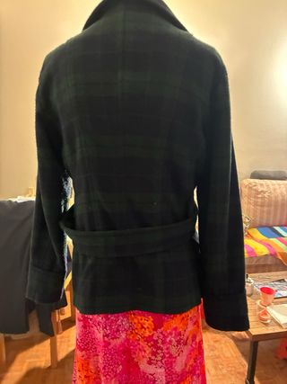 Chaquetón paño cuadros verde y negro Talla L