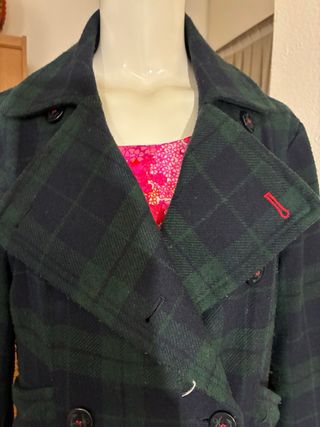 Chaquetón paño cuadros verde y negro Talla L