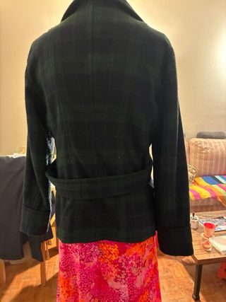 Chaquetón paño cuadros verde y negro Talla L