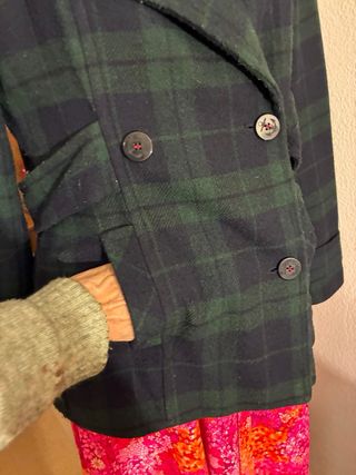 Chaquetón paño cuadros verde y negro Talla L