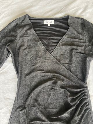 Vestido fiesta brillos negro L