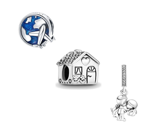 Pack 3 charms plata ley S925