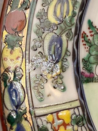 Antico Piatto Porcellana Cinese Galli