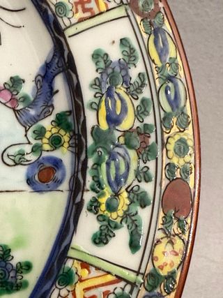 Antico Piatto Porcellana Cinese Galli