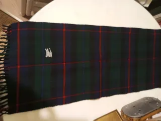 Bufanda-BURBERRY-NUEVA Pura Lana Tartán Azul Verde