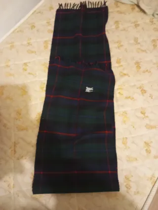 Bufanda-BURBERRY-NUEVA Pura Lana Tartán Azul Verde