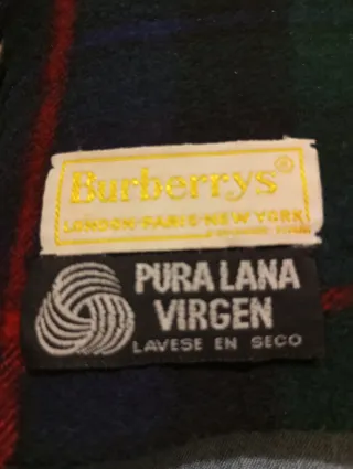 Bufanda-BURBERRY-NUEVA Pura Lana Tartán Azul Verde