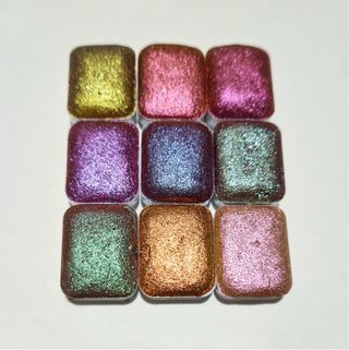 9 Pastillas Acuarela Iridescentes Tonos Cálidos