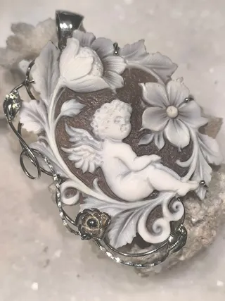 Ciondolo cammeo argento 925 con angelo